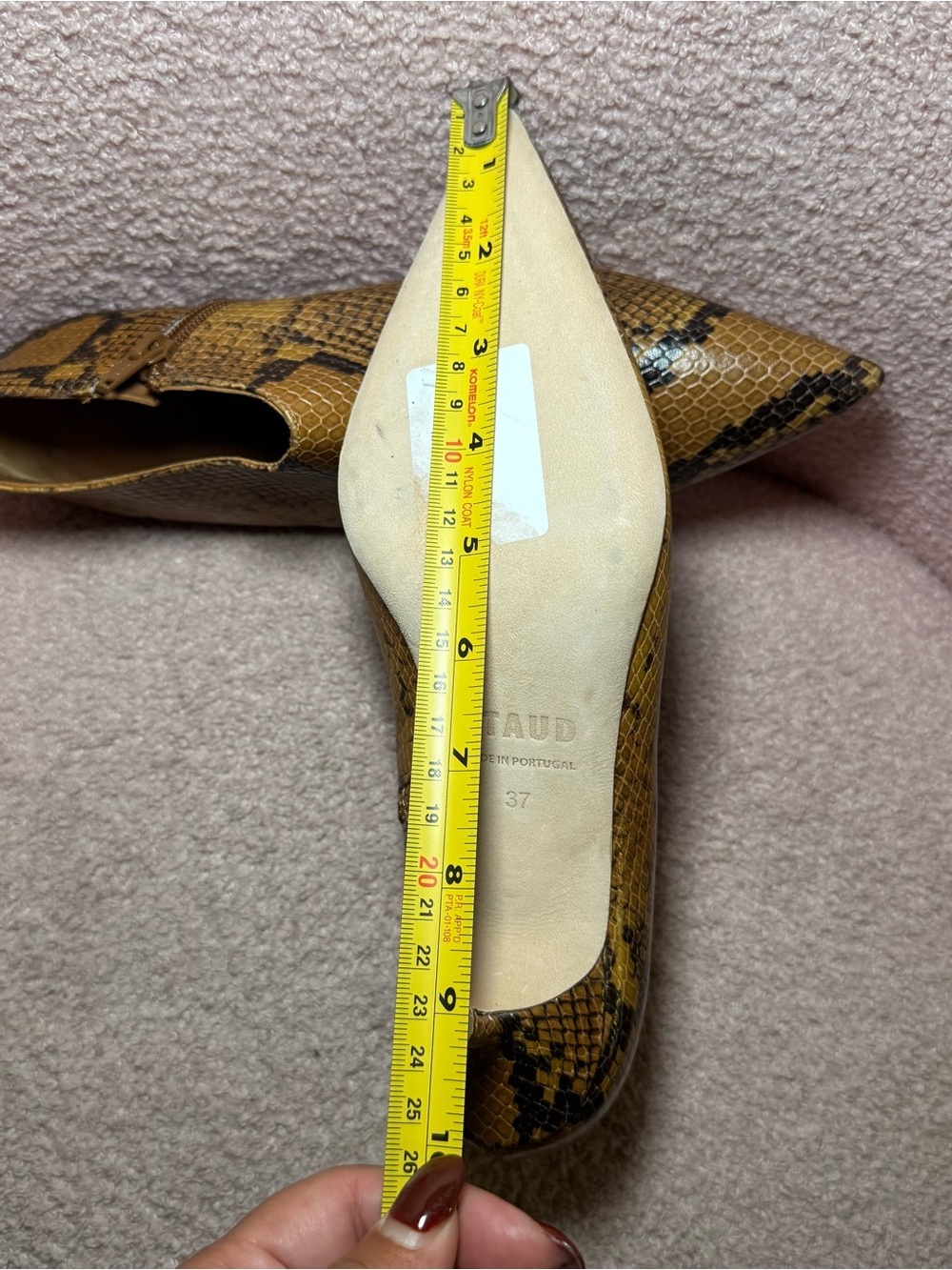 New Staud Pointed Toe Ankle Booties 100% Leather Snakeskin Size EU 37 US 7 - Picture 7 of 9